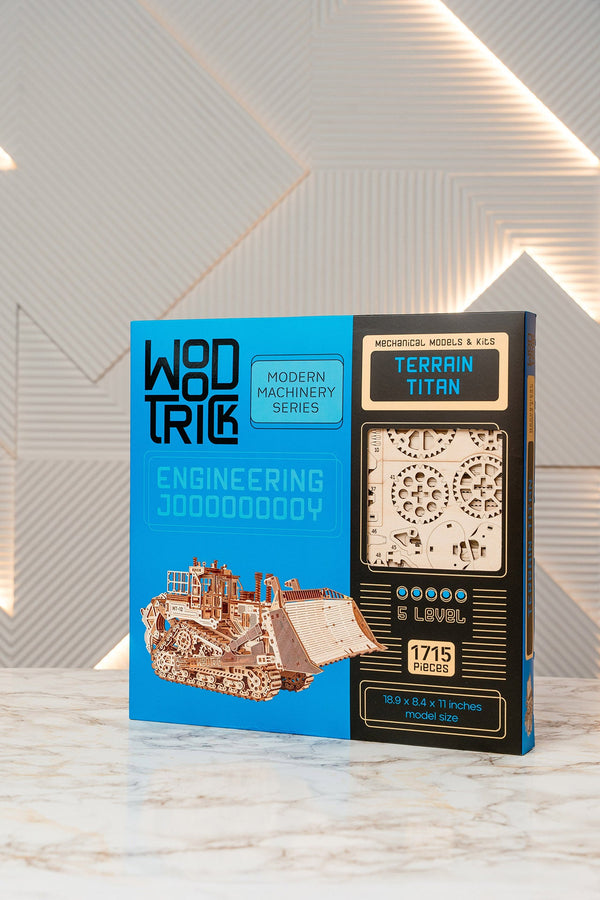 Verpakking van de WoodTrick Terrain Titan met 1715 onderdelen en moeilijkheidsgraad 5