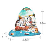 Santorini metalen bouwmodel met afmetingen 11,7 bij 8,1 bij 9,9 centimeter