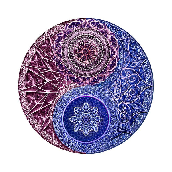 Roze-Blauwe Mandala Yin Yang Houten Puzzel A3