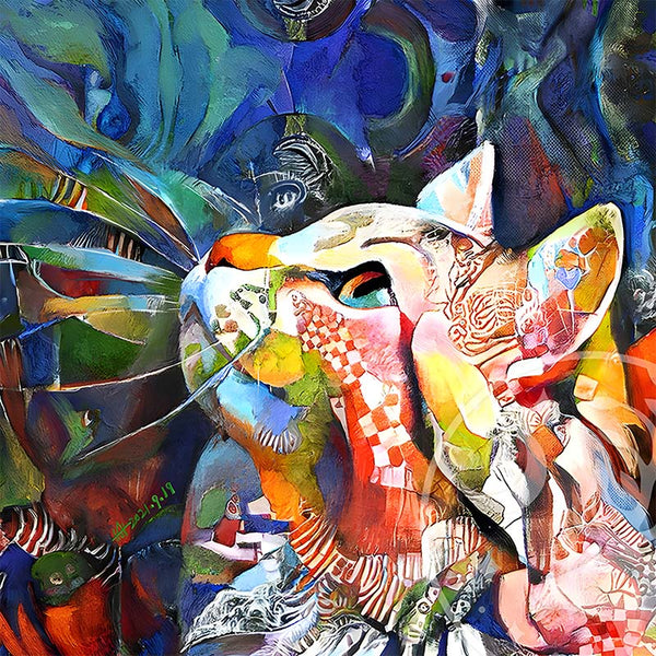 Abstracte Iriserende Kat Houten Puzzel A3