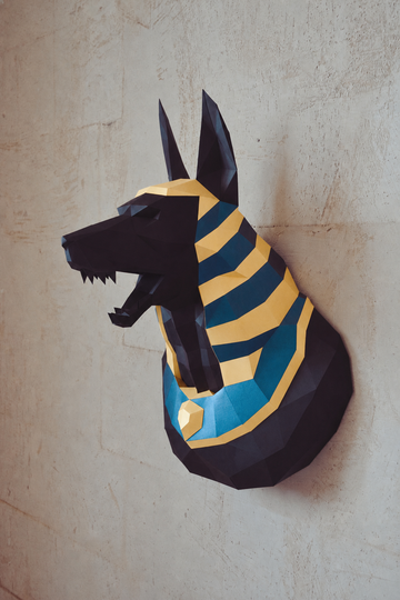 Anubis 3D papiermodel als grote Egyptische wandbuste