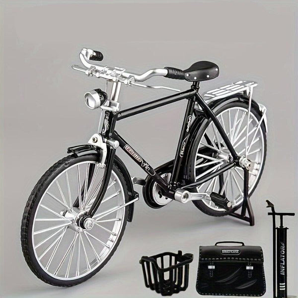 De Stadsfiets Metalen Bouwpakket (1:8, Zwart of Groen) van SlimSpul nederland b.v. is een klassiek fietsmodel met standaard, voorlicht, achterdrager en accessoires zoals mand, pompje en tas. Ideaal als inspiratie voor jouw metalen bouwproject!.