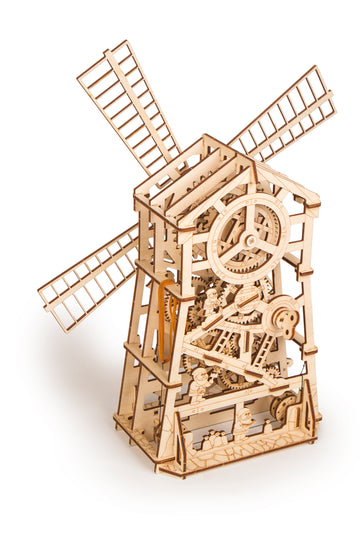 Complete WoodTrick Windmill met open tandwielen, vier wieken en kleine molenwerkers