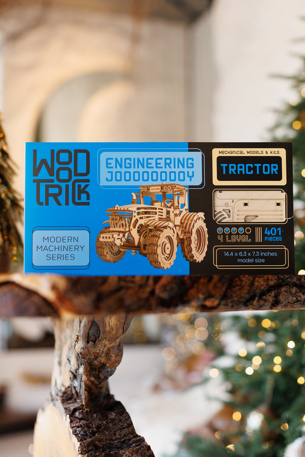 WoodTrick Tractor – Technisch Bouwpakket met Versnellingen