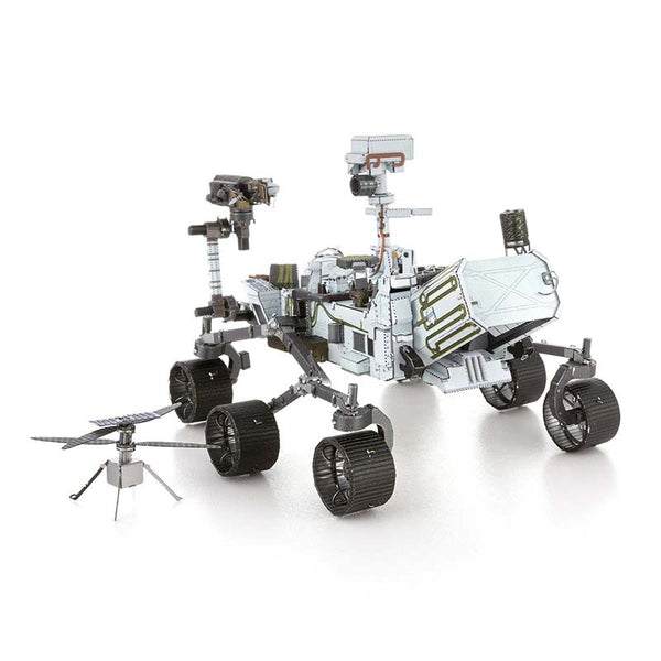 Het Mars Rover & Helicopter Metalen Bouwpakket van SlimSpul nederland b.v. is een ruimtevaart exploratie set met zes wielen en een kleine drone, ideaal als displaymodel voor liefhebbers.