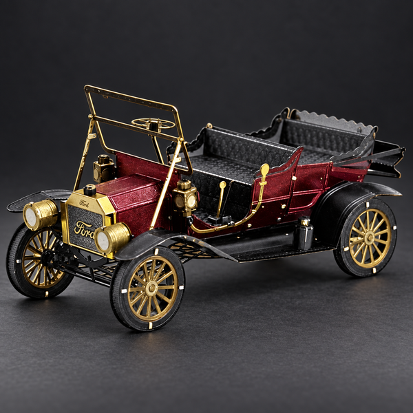 Model T 1908 metalen bouwpakket in rood, zwart en goudkleurig