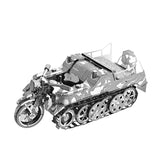 Halftrack-Motorfiets Metalen Bouwpakket - Rupsvoertuig - schuin overzicht van het opgebouwde model