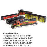 Goederentrein Set Metalen Bouwpakket - Locomotief en 4 Wagons - detail van carrosserie en constructie