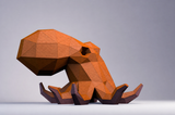 Octopus 3D papiermodel schuin van links met facetten en uitgespreide tentakels