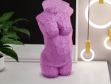 Vooraanzicht van de lila zwangere Venus als gevouwen papieren sculptuur