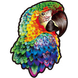Gedetailleerde illustratie van een papegaai met levendige groene, blauwe, gele, rode en oranje veren-ideale inspiratie voor de Papegaai Houten Puzzel (A3 formaat), Kleurrijk Vogel Figuurpuzzel van SlimSpul nederland b.v.