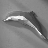 Dolfijn aan muur - blauw/wit zwart/wit grijs/wit - papier model - SlimSpul nederland b.v.