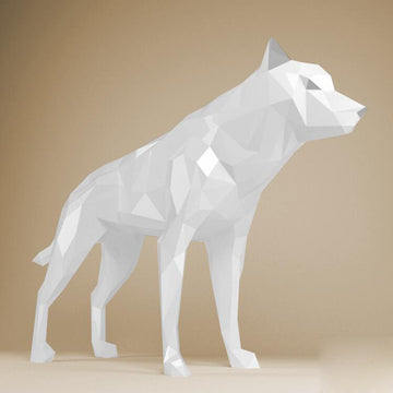 Grote witte wolf als 3D-papiermodel van 104 centimeter lang