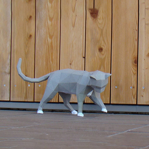 Spelende kat wit of grijs - papier model - SlimSpul nederland b.v.