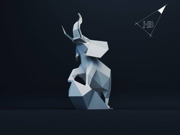 Olifant op rots - papier model - SlimSpul nederland b.v.