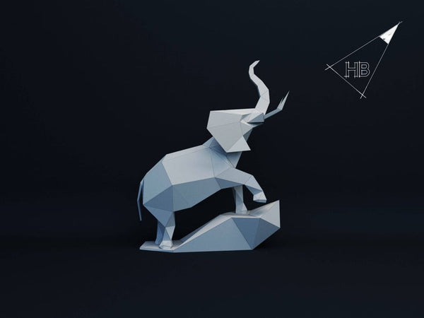 Olifant op rots - papier model - SlimSpul nederland b.v.