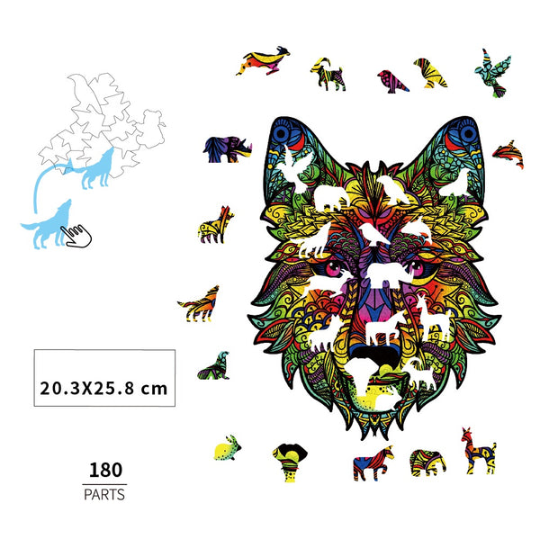 wolf - houten puzzel - SlimSpul nederland b.v.