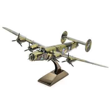B-24 Liberator Diamond Lil metalen bouwpakket met vier motoren op displaystandaard