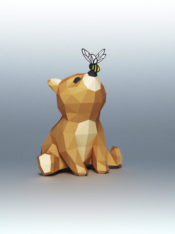 Beertje met bij - papier model - SlimSpul nederland b.v.