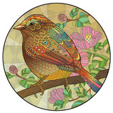 Een kleurrijke, gedetailleerde vogel op een tak met roze bloemen en groene bladeren in mandala-stijl-ideaal als cadeau voor vogelliefhebbers of inspiratie voor de Mus Houten Puzzel (A4+) van SlimSpul nederland b.v.