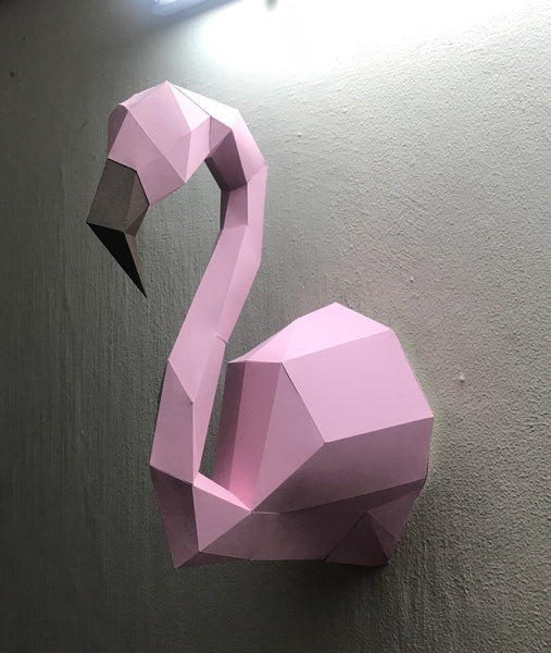 Flamingo in de muur - papier model - SlimSpul nederland b.v.