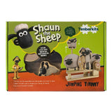 Een doos voor de Aardman Jumping Timmy Houtconstructie - Beginner Model (Timberkits) van SlimSpul nederland b.v., met cartoonschaap en een houten bewegend schaapmodel op de voorkant.
