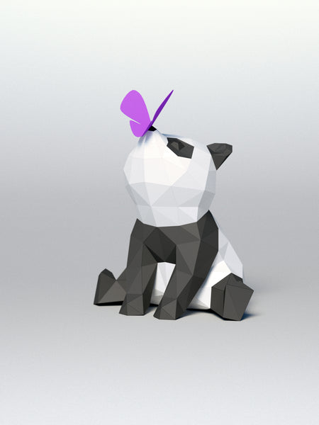 Panda met vlinder - papier model - SlimSpul nederland b.v.