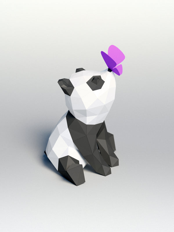 Panda met vlinder - papier model - SlimSpul nederland b.v.
