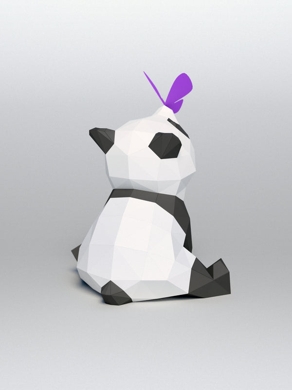 Panda met vlinder - papier model - SlimSpul nederland b.v.