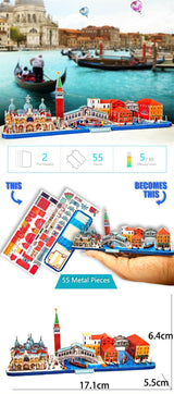Het Stadsgezichten Metalen Bouwpakket van SlimSpul nederland b.v. is een 3D architectuur miniatuur met 55 onderdelen (17,1 x 5,5 x 6,4 cm), perfect voor fans van kleurrijke stadstaferelen en verzamelobjecten.