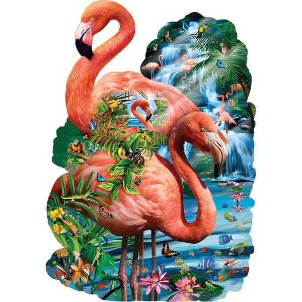 Flamingo's ; A3 formaat - houten puzzel