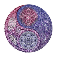Yin Yang in 6 verschillende uitvoeringen -  A3 formaat  - houten puzzel