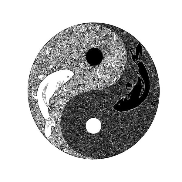 Yin Yang in 6 verschillende uitvoeringen -  A3 formaat  - houten puzzel