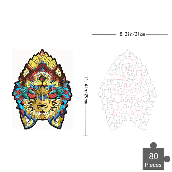Leeuw 3 Houten Puzzel (A4 formaat) van SlimSpul nederland b.v.: elegante, katachtige figuurpuzzel van 21 x 29 cm met 80 stukjes. Het perfecte cadeau voor liefhebbers van wilde dieren!.