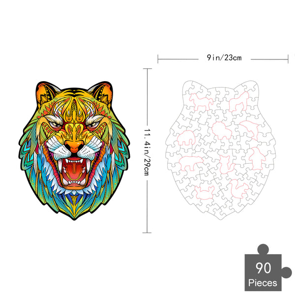 De SlimSpul nederland b.v. Tijger 3 Houten Puzzel (A4 formaat) is een kleurrijke figuurpuzzel, 9 x 11,4 inch, met 90 stukjes-een artistiek cadeau voor liefhebbers van dierenfiguren puzzels.