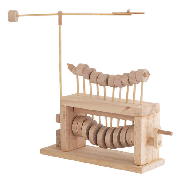 Het Rups Houtconstructie Bouwpakket - Bewegend Insect Model van SlimSpul nederland b.v. is een Timberkits houten bouwpakket voor beginners met nokken, stangen en hendels op een basis die een gesegmenteerd insect animeert - een must voor fans van bewegende houten modellen.
