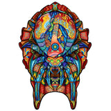 Kleurrijke, zeer gedetailleerde abstracte kever met ingewikkelde geometrische patronen-Spin Houten Puzzel (A4 formaat) van SlimSpul nederland b.v.; een intrigerende insect figuurpuzzel, perfect cadeau voor spinliefhebbers.