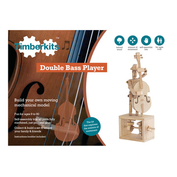 Het Contrabassist Houtconstructie Bouwpakket - Bewegend Muzikant Model van SlimSpul nederland b.v. is een mechanisch model om te bouwen; bevat instructies en is geschikt voor leeftijden 9-90.