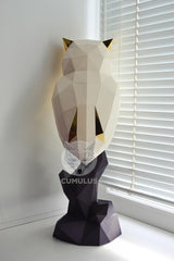 Uil op tak, wit/goud - papier model - SlimSpul nederland b.v.