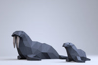 Walrus met jong - papier model - SlimSpul nederland b.v.