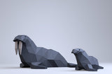 Walrus met jong - papier model - SlimSpul nederland b.v.