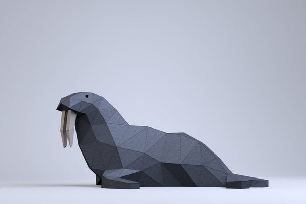 Walrus met jong - papier model - SlimSpul nederland b.v.