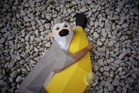 Aapje op banaan - muurmontage - papier model - SlimSpul nederland b.v.