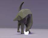grote zwart/witte spelende kat - papier model - SlimSpul nederland b.v.