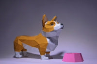 Corgi met voerbakje  - papier model
