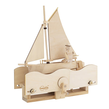 Opgebouwde Timberkits Zilte Zeiler met zeilschip, matroos, golven en handzwengel