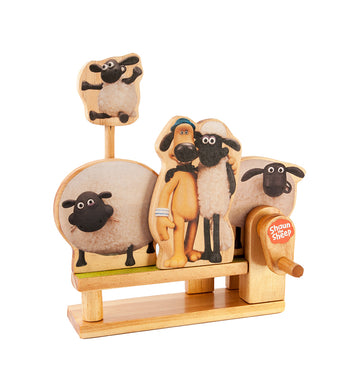 Opgebouwde Timberkits Jumping Timmy met Shaun, Bitzer, schapen en houten slinger