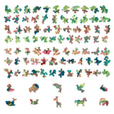De Beer Houten Puzzel (A4 formaat) van SlimSpul nederland b.v. toont kleurrijke, unieke stukjes in dieren- en objectvormen. Dit perfecte cadeau voor puzzelliefhebbers valt op door zijn patronen tegen een witte achtergrond.