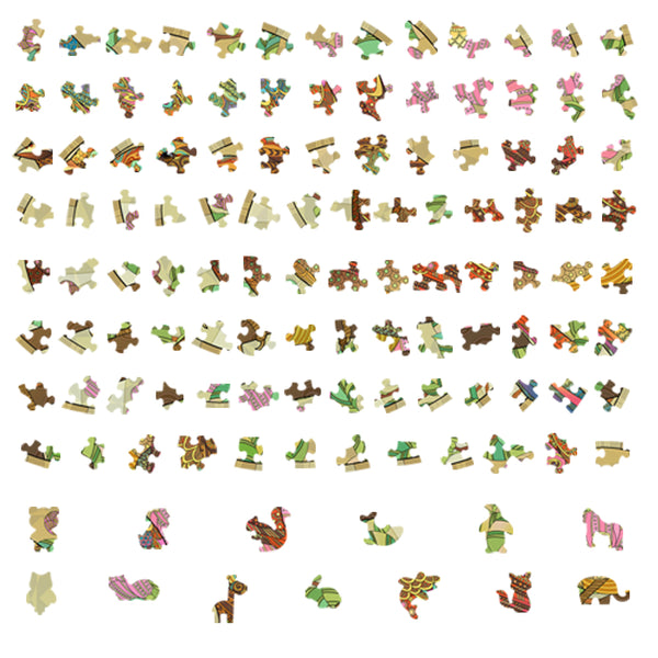 De Mus Houten Puzzel (A4+ formaat) van SlimSpul nederland b.v. bevat kleurrijke, unieke stukken in vogelvormen, prachtig gerangschikt op een witte achtergrond-een perfect cadeau voor vogelliefhebbers en puzzzelfans.
