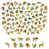 Kleurrijke puzzelstukjes in de vorm van een dier vormen een losse cirkel op wit. De Hamster Houten Puzzel (A4 formaat) - Schattig Knaagdier Figuurpuzzel van SlimSpul nederland b.v. is levendig en een perfect cadeau knaagdieren of hamster cadeau.